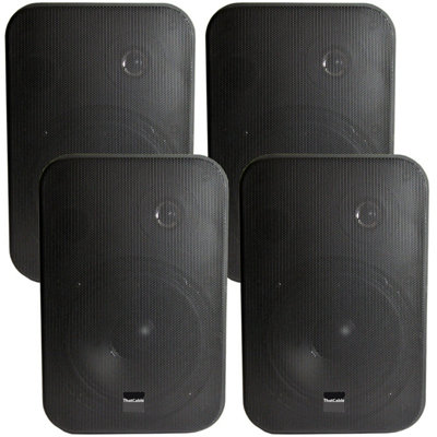 B&Q -  4X 6.5" 200W Moisture Resistant Stereo Loud Speakers 8Ohm Black Wall Mounted