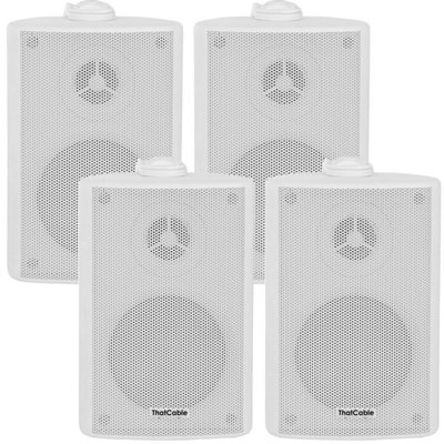 Loops 4X 5.25" 90W White Outdoor Rated Garden Wall Speakers Wall Mounted 8Ohm & 100V from B&Q