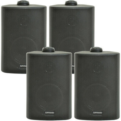 Loops 4X 5.25" 90W Outdoor Rated Garden Wall Speakers Wall Mounted 8Ohm & 100V Black