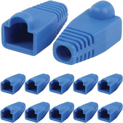  - 10X Blue Rj45 Strain Relief Network Cable Cat5/6 Connector Boot Cover Cap End