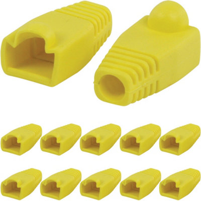  - 10X Yellow Rj45 Strain Relief Network Cable Cat5/6 Connector Boot Cover Cap End