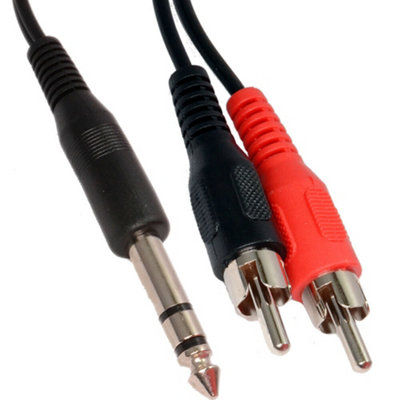  - 1M 6.35mm 1/4" Stereo Jack To 2 Rca Male Cable Lead Trs Adapter Phono Plug