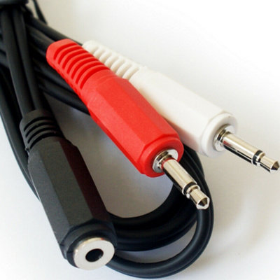 1.5M 3.5mm Stereo Female To 2X Mono Male Cable Aux Jack Plug Lead Audio Splitter
