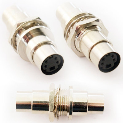  - S Video Coupler Adapter 4 Pin Mini Din Wall Panel To Female Plate Chassis Mount