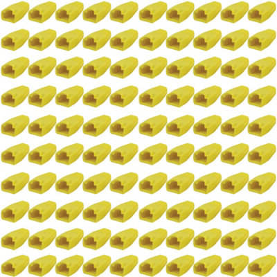  - 100X Yellow Rj45 Strain Relief Network Cable Cat5/6 Connector Boot Cover Cap End
