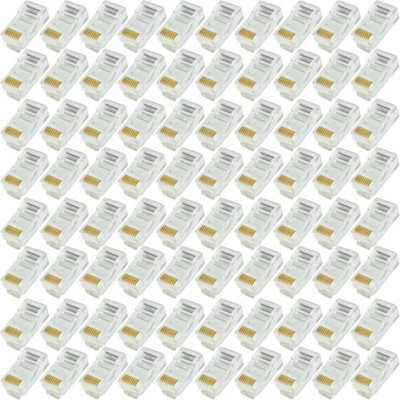100X Rj45 Cat5E Cable Crimp Connectors Jack Plugs 8P8C Network Ethernet Data End