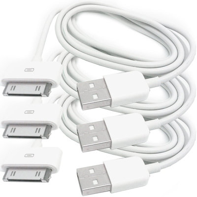 3X 1M Usb Male To Ipod Ipad Iphone 30 Pin Plug Cable Lead Charger 2.0 Apple 4S from B&Q