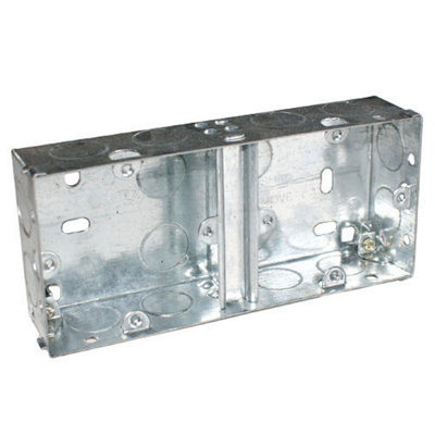  - 35mm Dual Double Metal Flush Mounted Back Box 2 Gang Brick Wall Hole Pattress