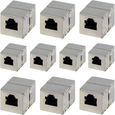  - 10X Rj45 Straight Shielded Coupler Female Socket Cat6/5E Ftp Stp Screen Adapter