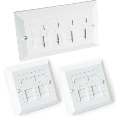  - Quad & 2X Double Cat6 Wall Face Plates 4 Port Rj45 Ethernet Network Data Socket