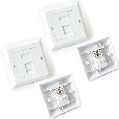 B&Q 2X Single Port Cat6 Idc Wall Outlet Face Plate 1 Way Rj45 Network Ethernet