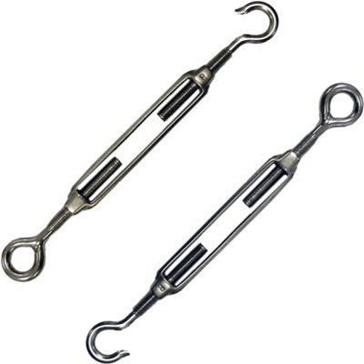 2X 12mm Hook & Eye Straining Screw Turnbuckle Galvanised Steel Wire Rope Tension from B&Q