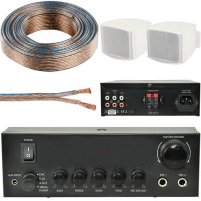 Loops 110W Stereo Amplifier System Kit 2X Background Wall Speaker Bedroom Office Aux from B&Q