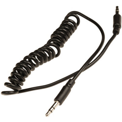 1M 3.5mm Stereo Plug To Aux Male Cable Lead Coiled Curly Spiral Cord Ipod Car from B&Q