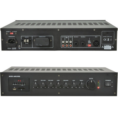 Loops 100V 120W Mixer Amplifier 8Ohm Speaker Splitter Rack Mount Usb Rca Pa Channel Red/White
