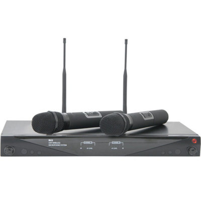 60M Wireless Microphone Receiver System 2X Handheld Dynamic Mic Mobile Karaoke from B&Q