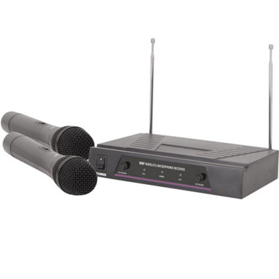 2 Channel Wireless Microphone Receiver Kit Vhf Handheld Condenser Karaoke Switch from B&Q