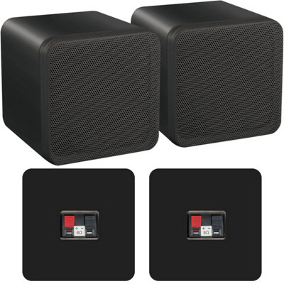 Loops Pair Of 4 Inch Abs Bookshelf Speakers 80W 8Ohm Black Hifi Surround Home Cinema from B&Q