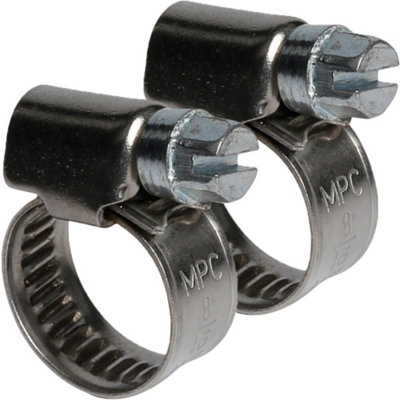  - 2X 12 22mm Stainless Steel Hose Clips Vehicle Pipe Clamp Mini Worm Screw Jubilee