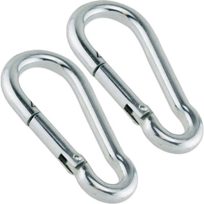 2 Pack 8mm Quality Stainless Steel Carbine Wire Rope Clip Hook Carabina from B&Q