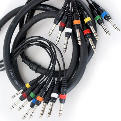 2.5M 8 Way 6.35mm 1/4" Jack Male To Plug Stereo Loom Cable Dj Pa Snake Loom Lead from B&Q