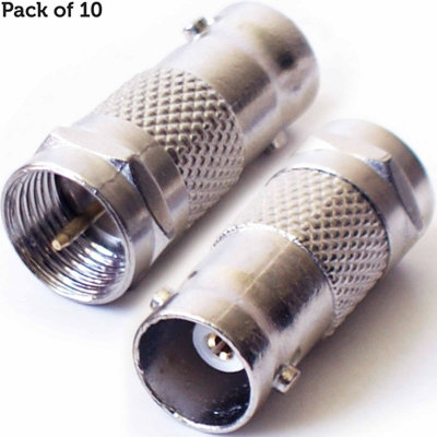  - 10X F Type Connector Male To Bnc Female Adapter Coaxial Converter Cctv Screw