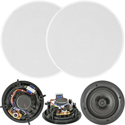 B&Q -  Quality Pair Of 6.5" 100W 2 Way Low Profile Ceiling Speaker 100V 8Ohm Wall Slim
