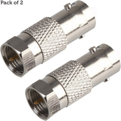 B&Q 2X F Connector Male To Bnc Female Adapter Coaxial Cctv Dvr Converter Plug