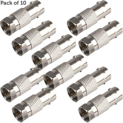 10X F Connector Male To Bnc Female Adapter Coaxial Cctv Dvr Converter Plug from B&Q