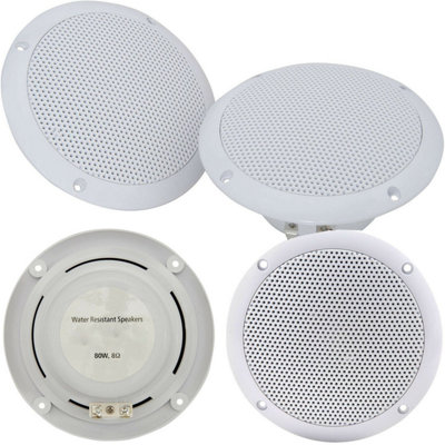 B&Q -  4X Moisture Resistant Ceiling Speakers 80W 8Ohm 5" Kitchen Bathroom 2 Way Loud