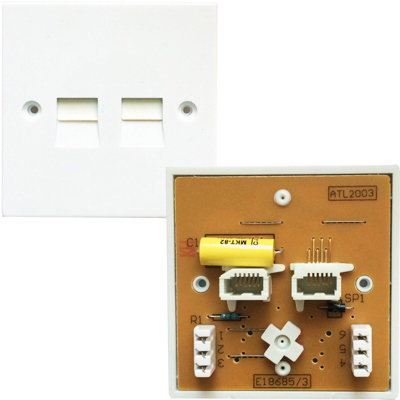 Bt Telephone Dual Port Pstn Master Socket Idc Terminal Wall Adapter Plate 5/1A from B&Q