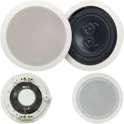 Loops Quality 6.5" 100W Dual Tweeter Stereo Ceiling Speaker 8Ohm Compact Hi Fi Roof Pa