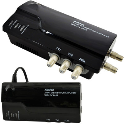  - 2 Way Tv Aerial Distribution Amplifier 4G Amp Splitter Booster F Type Coaxial Dc