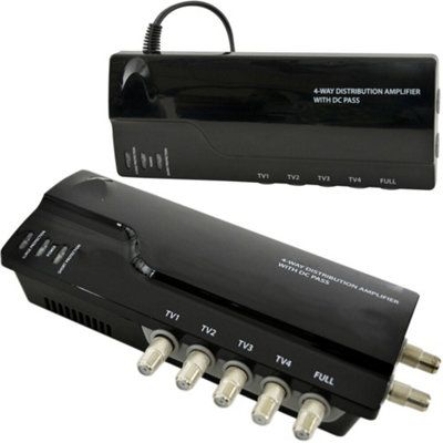  - 4 Way Tv Aerial Distribution Amplifier 4G Amp Splitter Booster F Type Coaxial Dc