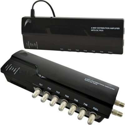  - 6 Way Tv Aerial Distribution Amplifier 4G Amp Splitter Booster F Type Coaxial Dc
