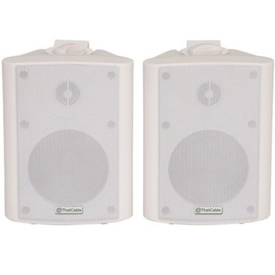 B&Q -  Pair 4" 2 Way Stereo Speakers 70W 8Ohm White Mini Wall Mounted Background Hi Fi