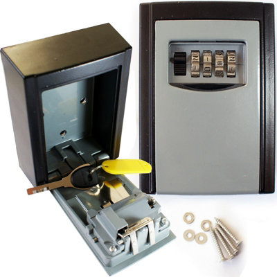  - 4 Digit Security Key Safe Lock Weather Resistant Outdoor Rated Wall Mounted Box