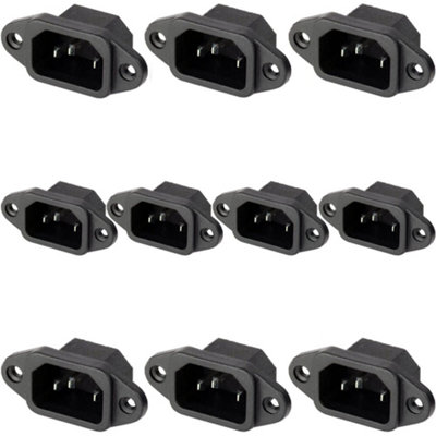  - 10X Iec C14 Power Socket 10A Screw In Pcb Inlet Panel Chassis Mount Connector