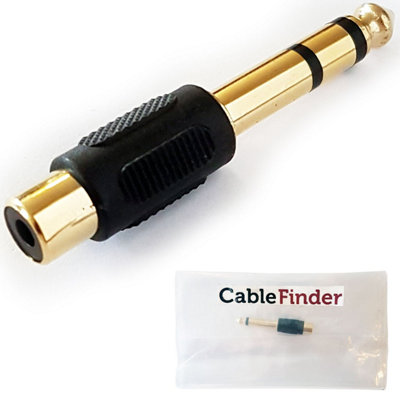 6.35mm 1/4" Stereo Male Plug To Rca Phono Female Socket Adapter Mono Converter from B&Q