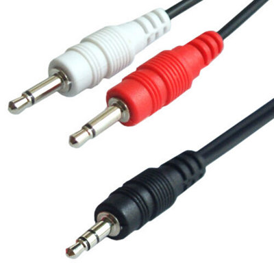 1M 3.5mm Stereo Plug To 2X Mono Jack Adapter Cable Aux Audio Line Splitter Lead