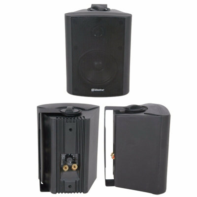 Loops Quality 3" 60W Black Background Hifi Speaker 100V & 8Ohm Wall Mount Bookshelf from B&Q