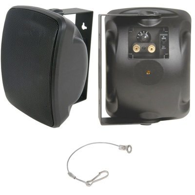 Loops Quality 4" 40W Outdoor Garden Speaker - 100V & 8Ohm - Ip44 Wall / Background Black