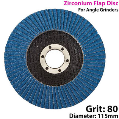 B&Q 115Mm 80 Grit Zirconium Flap Disc For Angle Grinder Grinding Metal Grain