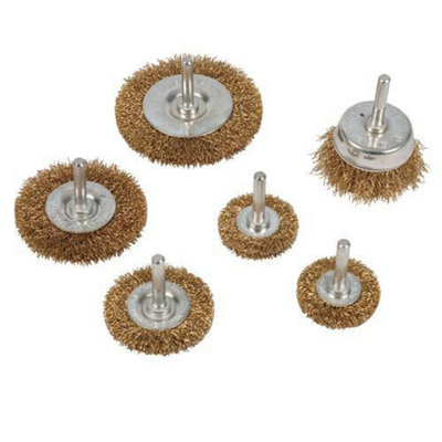 - 6 Piece Wire Wheel & Cup Brush Set 6mm Shank 0.3mm Bristles