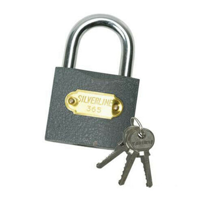 B&Q 40mm Iron Padlock 6mm Steel Shackle Diameter 3 Steel Keys Security Lock