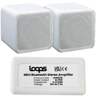 Loops Wireless Bluetooth Amplifier & 80W Bookshelf Speaker Kit Surround Sound Hifi Amp from B&Q