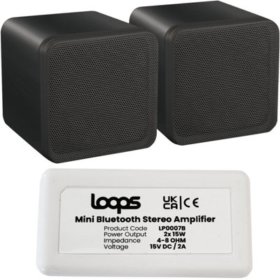 Loops Wireless Bluetooth Amplifier & 80W Background Speaker Kit Home Cinema Hifi Amp