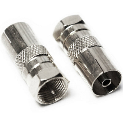 B&Q 10X F Type Connector Male To Tv Aerial Socket Female Adapter Rf Coax Converter