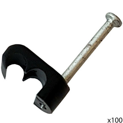 100X Black Twin Shotgun Coaxial Cable Clips Wf65 Ct63 Dual Outdoor Sky Sat Wire from B&Q
