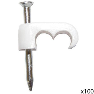 100X White Twin Shotgun Coaxial Cable Clips Wf65 Ct63 Dual Outdoor Sky Sat Wire from B&Q